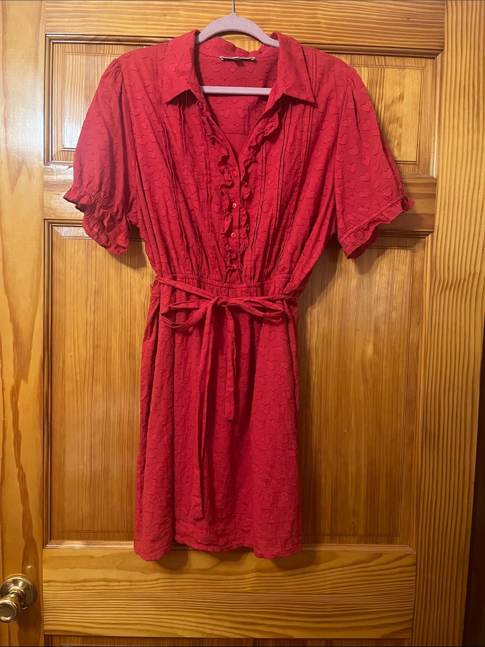 ModCloth Red Heart Textured Mini Dress